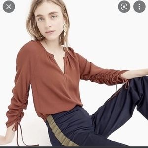 J.Crew Point Sur V Neck Blouse in Rust Size M